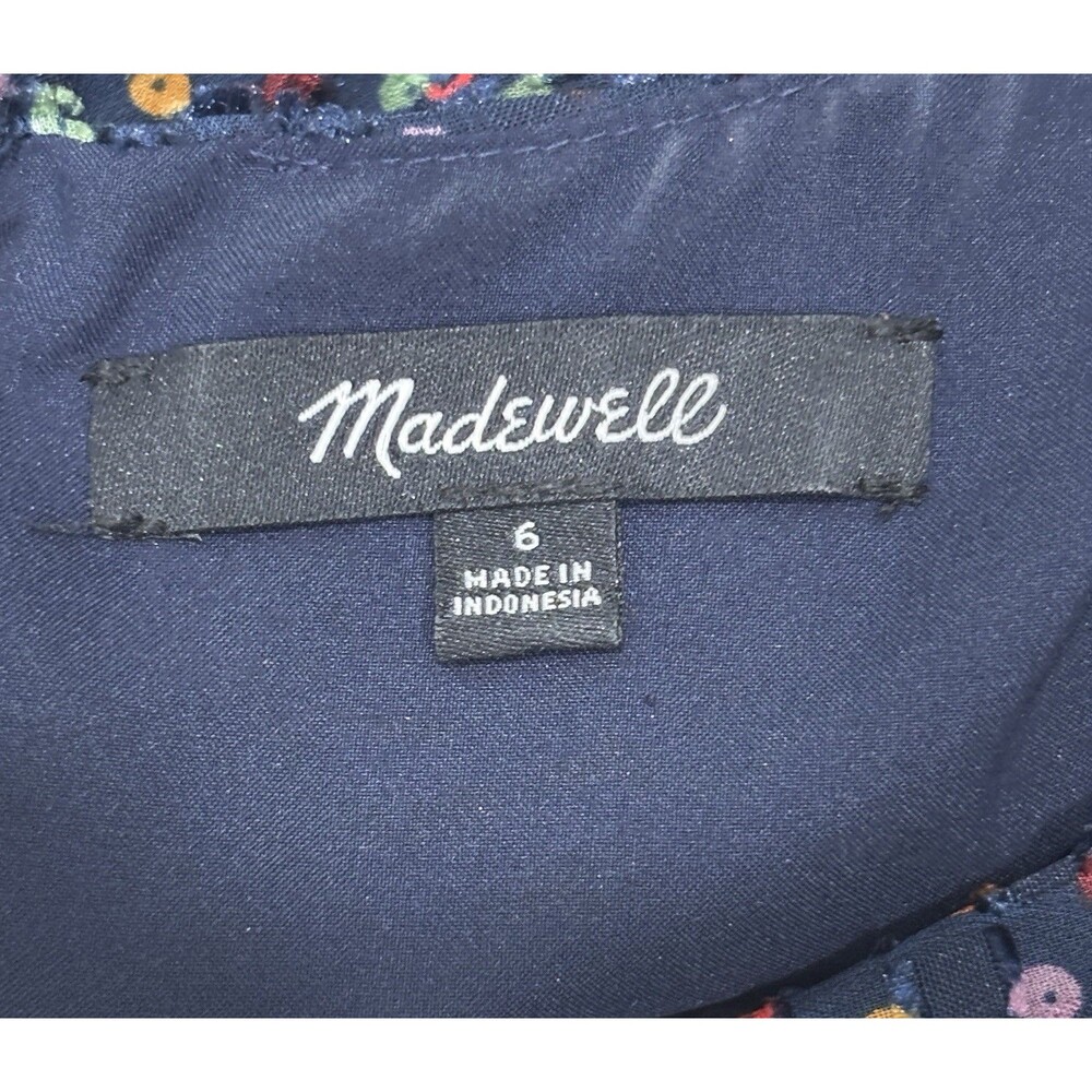 Madewell Dress Size 6 Blue Polka Dot Mini Ruffle Hem - Picture 5 of 12